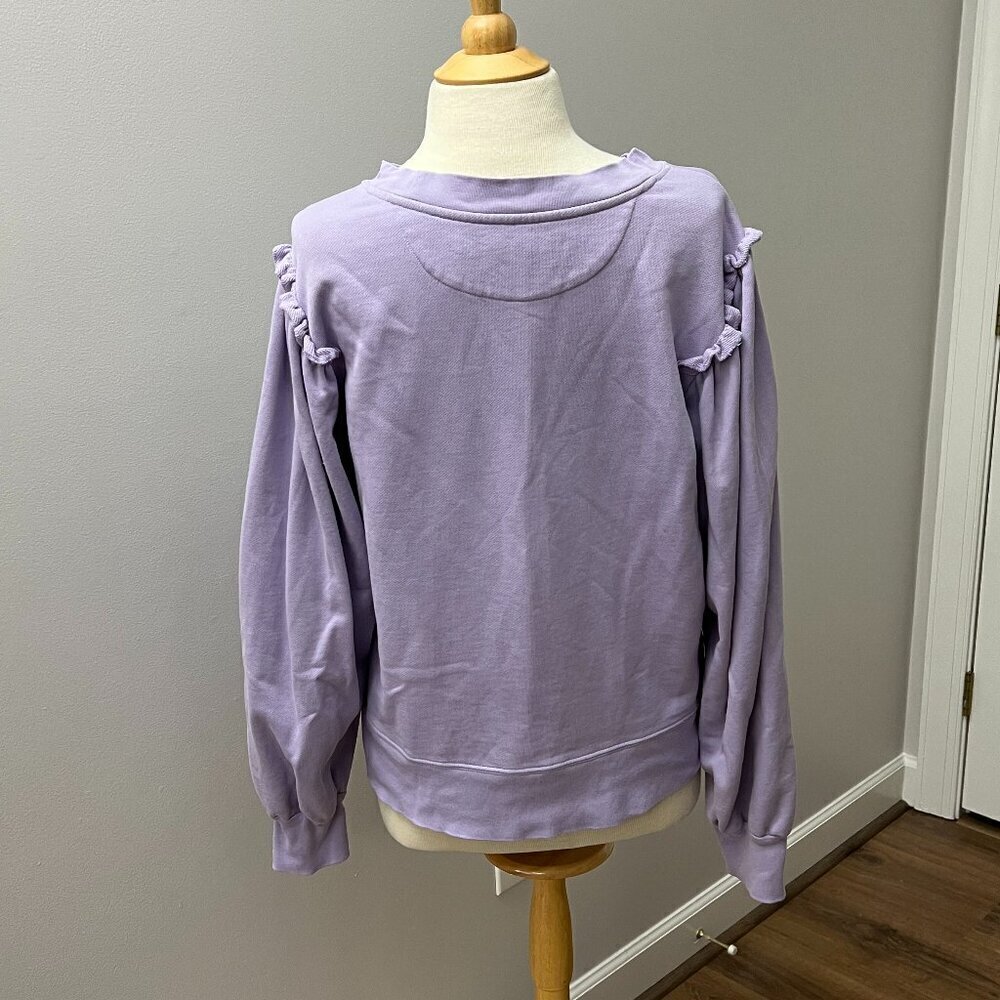 Marie Oliver Cappie Lavender Ruffled Shoulder French Terry Pima Cotton Sz L - Picture 11 of 11
